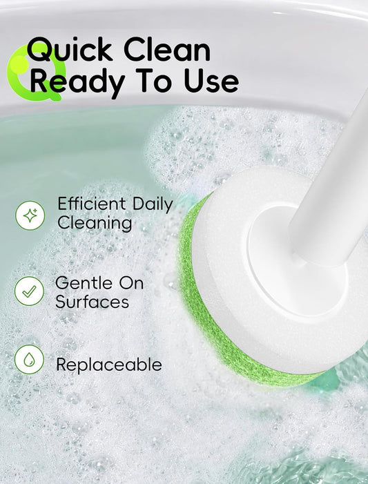 Wall Mounted Disposable Toilet Brush System with Holder, Toilet Bowl Cleaning Wand with Green Refills and One-Button Release, 2 Wands and Holders with 60 Green Refills