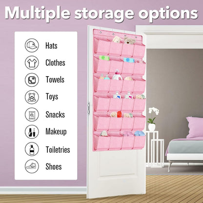 homyfort Over the Door Shoe Organizer, Hanging Shoe Rack Storage Holder with 24 Large Pockets for Closet Door, Men Women Kids Shoes, Cruise (Black)