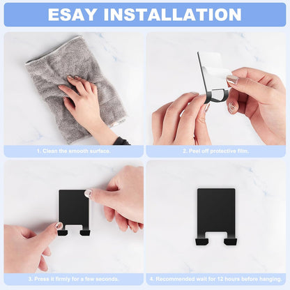 VIS'V Adhesive Razor Holder, Wall Mount Shower Razor Hooks for His and Hers, Metal, Waterproof, White, 2 Pcs