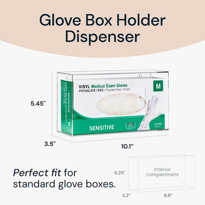 SimplyImagine Acrylic Glove Box Dispenser - Clear, Wall Mount, 1ct | Clear acrylic side-loading holder - single - Use for disposable gloves in kitchen, lab & garage