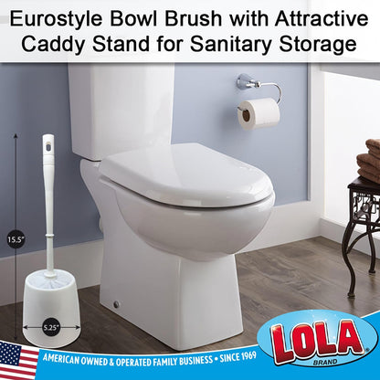LOLA Toilet Bowl Brush w/Curved Head, Coated Wire, Durable Poly Bristles, Reaches Under Toilet Bowl Rim, 1 Pack