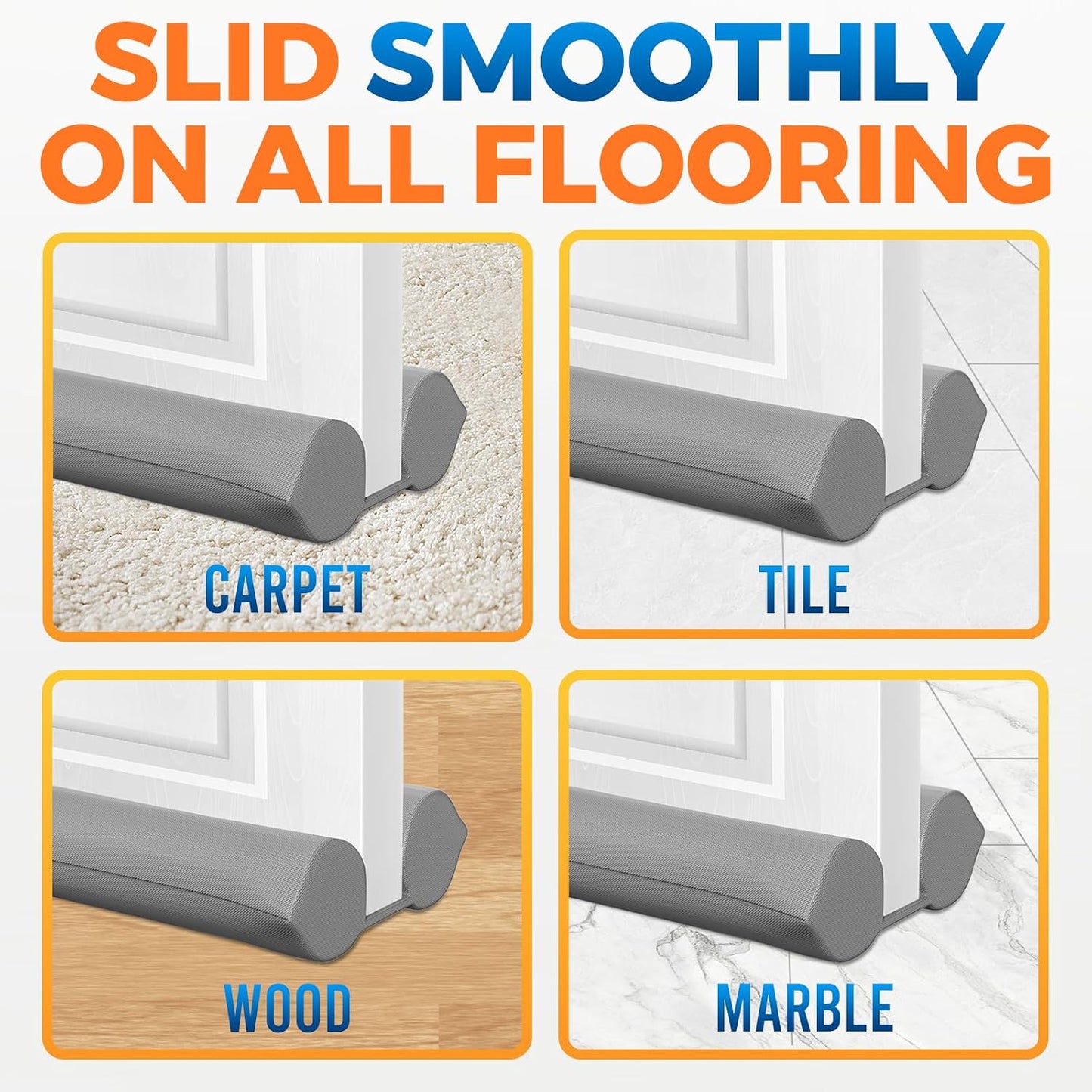 Comfyanno Under Door Draft Stopper - Bottom Door Seal & Gap Filler- Fits 30” to 36” Door, Block Noise, Sound, Air, Bugs, Dust, Easy to Install, Double Side Block, No Adhesive, Black