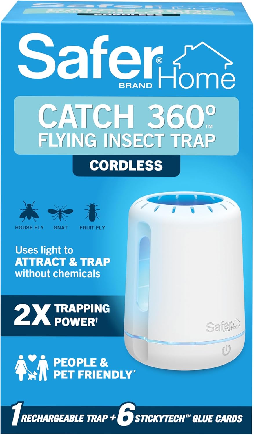 Safer Home Indoor Plug-In Fly Trap - SH502 - Effective Fruit Fly Traps for Indoors, Gnat Traps for House Indoor, 400 Sq Ft Protection - Style: 1 Device + 2 Glue Cards