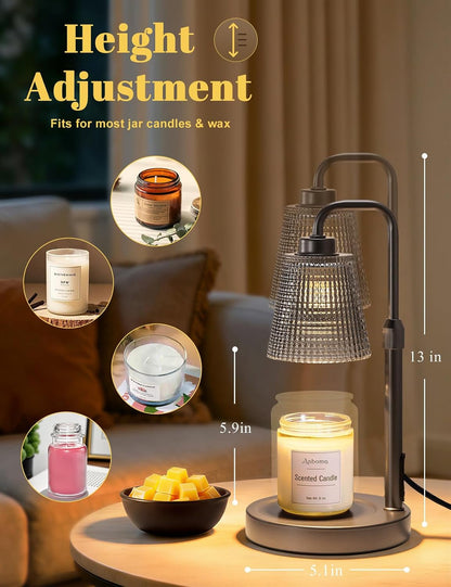 Candle Warmer Lamp with Timer Dimmable, Wax Warmer for Scented Jar Candles, Adjustable Height Candle Lamp for Home Decor, Birthday Gifts for Women Mom House Warming Gifts, Matte Black