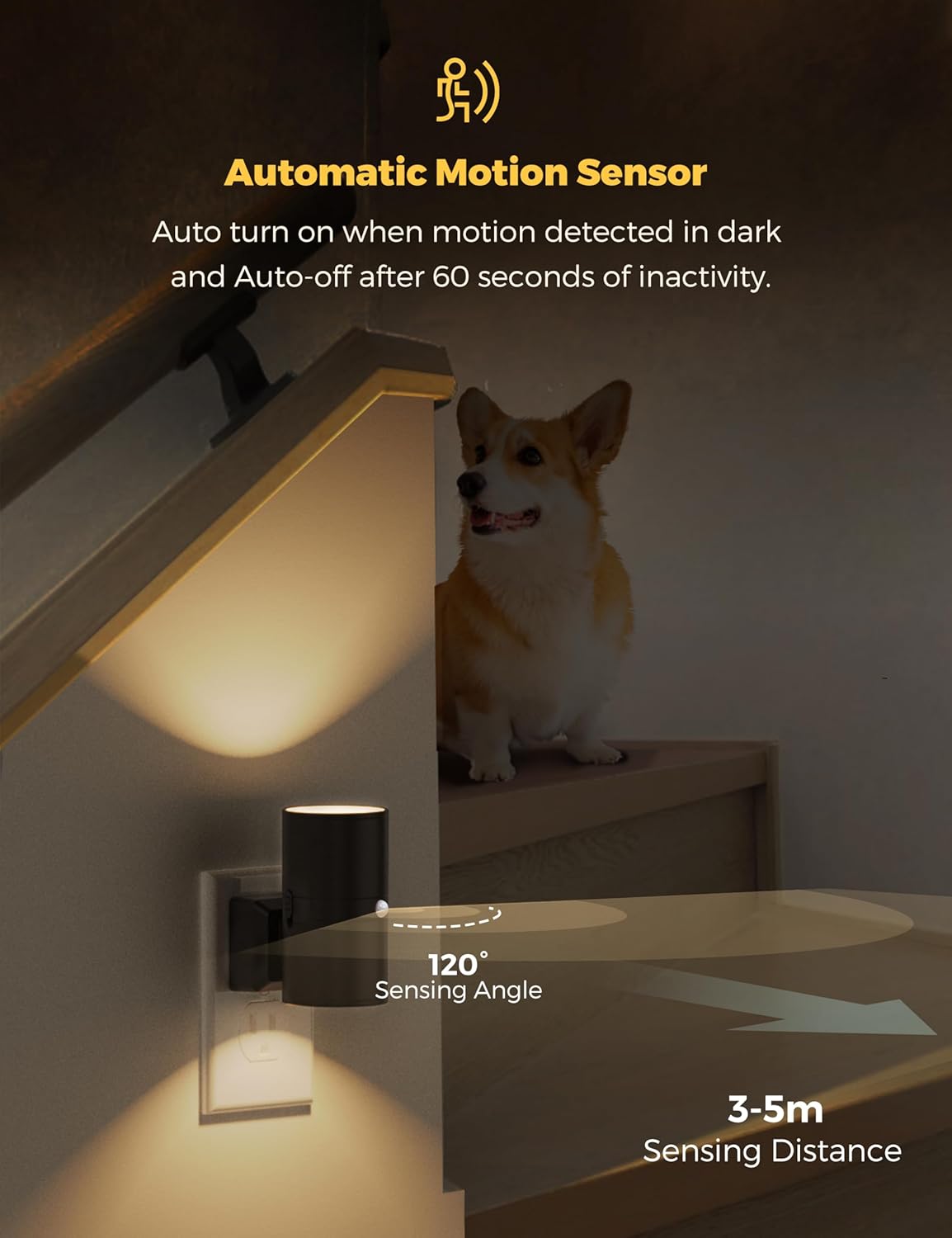 L LOHAS LED Motion Sensor Night Light, Dimmable Night Lights Plug into Wall, Plug in Nightlight, Motion Sensor Light Indoor for Bathroom Hallway Bedroom Stairs Kids Elderly [3000K,2 Pack]