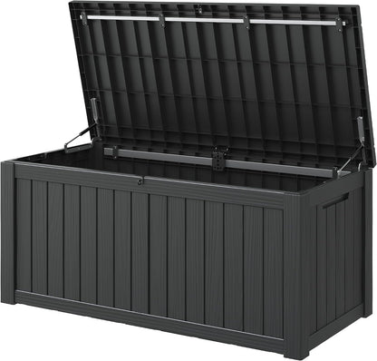 KAMABOKO 31 Gallon Outdoor Storage Box, Resin Deck Boxes Indoor and outdoor, Waterproof Storage Box Lockable Lid for Garden Tools, Package Delivery, Pool Supplies, Patio Cushions, Black