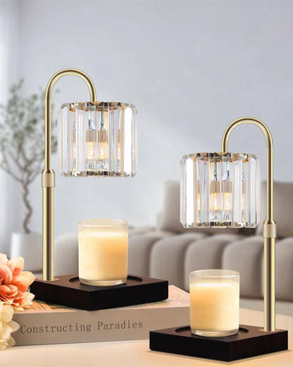 TigQiang Adjustable Height Candle Warmer Lamp, Candle Lamp Timer Dimmer 7 Levels, Compatible All Jar Candles, Top Melting, Cystal Candle Heater Lamp for Scented Wax, Elegant Home Decoration, Black