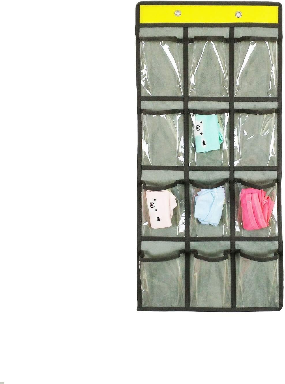 Classroom Pocket Chart For Cell Phones Calculators Over The Door Hanging Closet Underwear Sock Jewelry Organizer Holder 12 Clear Pockets (PURPLE)