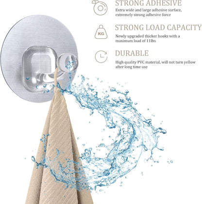 Uten Adhesive Hooks for Hanging 10 Pack, Heavy Duty Wall Hooks 11 lbs, Self Adhesive Waterproof Sticky Robe Towel Hooks for Home, Bathroom, Kitchen, Outdoor