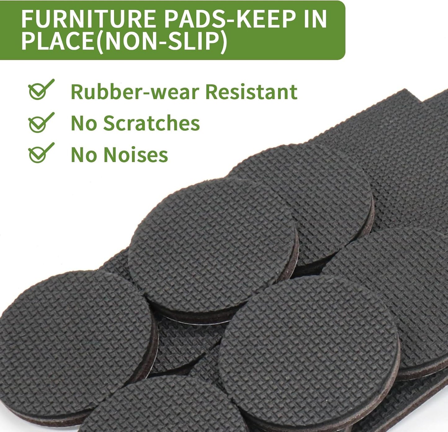 Non Slip Furniture Pads 36 PCS 1'' Square - Anti Slip Furniture Pads - Self Adhesive Rubber Feet Furniture Feet - Chair Leg Floor Protectors - Keep Furniture in Place