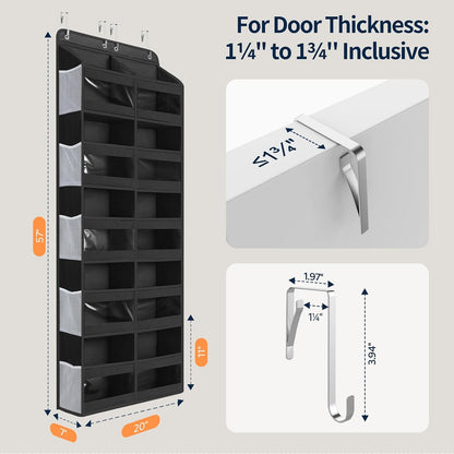 Yecaye 5-Tier Over The Door Organizer Dual-Column, 80lbs Load Over The Door Storage of 10 Compartments, Heavy Duty Door Organizer Hanging for Bedroom Closet Dorm Bathroom Pantry, Grey 1 Pack