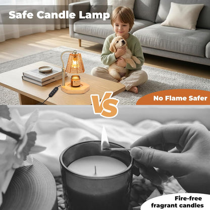 LALISU Candle Warmer Lamp with Timer and Dimmer, Vintage Electric Melter Candle with 2 Bulbs, Melter Scented Height Adjustable Compatible with Jar Candles, House Warming Gifts (Black)