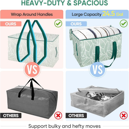 BALEINE 6-Pack Oversized Moving Bags with Reinforced Handles, Heavy-Duty Storage Tote for Clothes, Moving Supplies (Clear, 6-Pack)