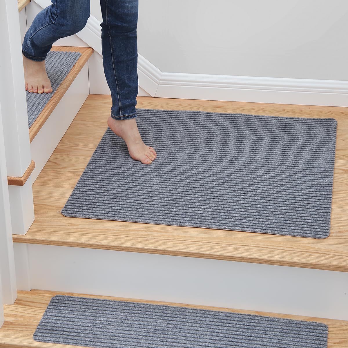 MBIGM 8" X 30" (15 in Pack) Nonslip Carpet Stair Treads Non-Skid Safety Rug Slip Resistant Indoor Runner for Kids Elders & Pets with Reusable Adhesive - Brown - Non Slip Stair Treads Indoor