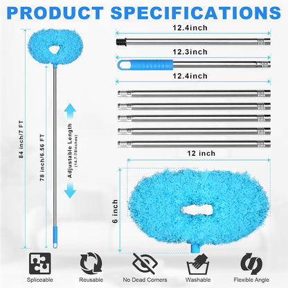 Storystore Ceiling Fan Cleaner Duster - Adjustable Duster with Extension Pole,Dusters for Cleaning Fan Blade, Walls and Cobweb (Blue)