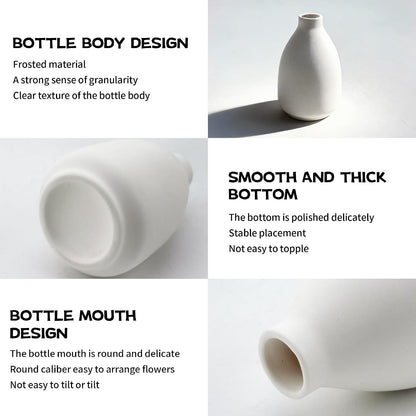 White Ceramic Bud Vase Set of 5, Mini Vases for Flowers, Decorative Small Vases for Home Decor, Boho Wedding Centerpieces, Living Room, Dining Table & Shelf Decor
