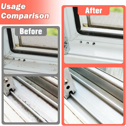 4-Pack 2-in-1 Groove Cleaning Brush with Hidden Scraper, Hard Bristle Window Track Cleaning Tool, Crevice & Grout Scrubber for Sliding Door Tracks, Sink Edges, Shower Door Grooves