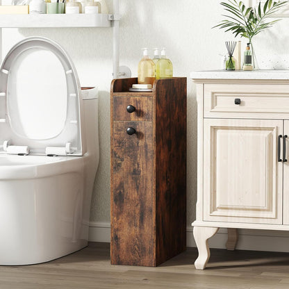 Tangkula Slim Bathroom Storage Cabinet, 4-Tier Narrow Small Side Storage Cabinet Next to Toilet, Slide Out Drawers on Casters, Bathroom Floor Organizer Toilet Paper Holder for Small Spaces (White)
