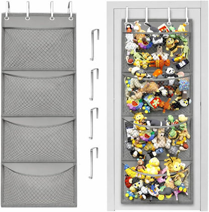 Honeyera The Original Stuffed Animal Storage (Patented) - Over Door Organizer for Stuffies, Baby Ideas Holder, Toy Plush Hammock Hanging Net Big Girls Toddler Large Bag Animals Stuffy Behind