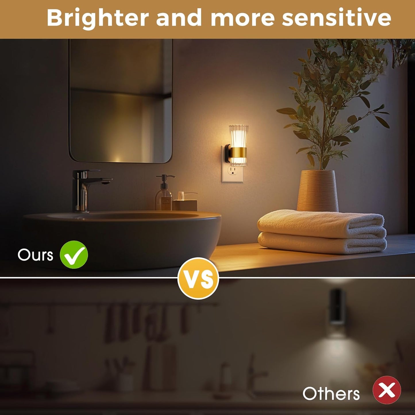 L LOHAS LED Night Light,Dimmable Night Lights Plug into Wall, 2 Pack Acrylic Nightlight with 0-100 LM Adjustable Brightness, 3000K Plug in Night Light with Dusk to Dawn Sensor, for Bathroom Hallway