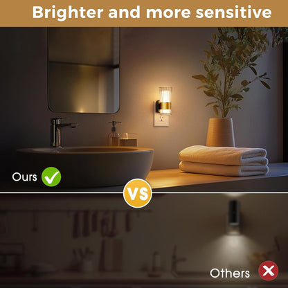 L LOHAS LED Night Light,Dimmable Night Lights Plug into Wall, 2 Pack Acrylic Nightlight with 0-100 LM Adjustable Brightness, 3000K Plug in Night Light with Dusk to Dawn Sensor, for Bathroom Hallway