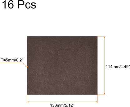 uxcell Felt Furniture Pads, 1.5-inch x 1-inch Self Adhesive Cuttable Anti Scratch Square Floor Protectors for Furniture Legs Hardwood Floor, Brown 16Pcs