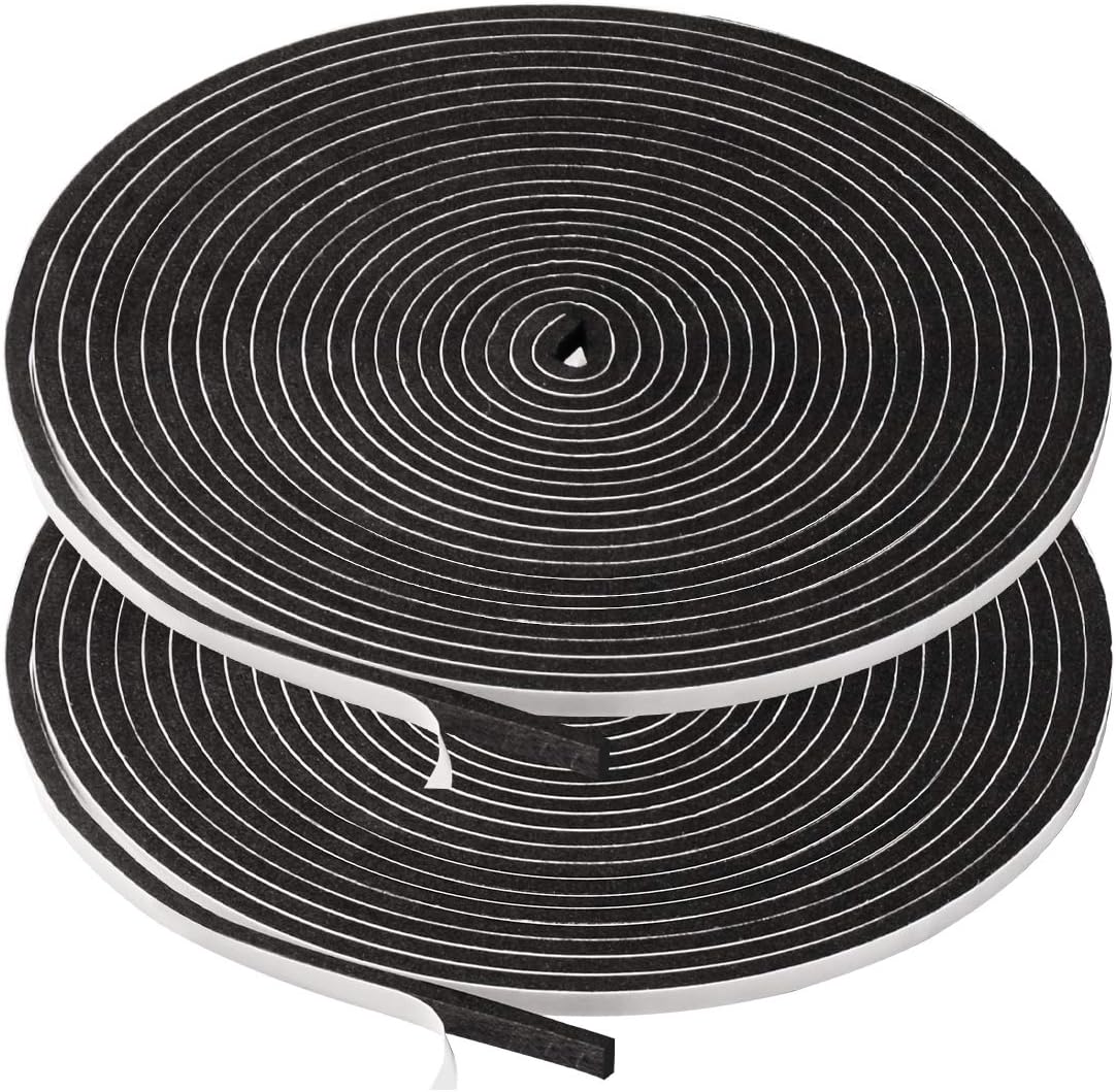 Seal Foam Tape,1/2 Inch W x 1/8 Inch T Weather Stripping for Door and Window,High Density Single Sided Closed Cell Door Insulation Weather Strip, 3 Rolls Total 50FT Black