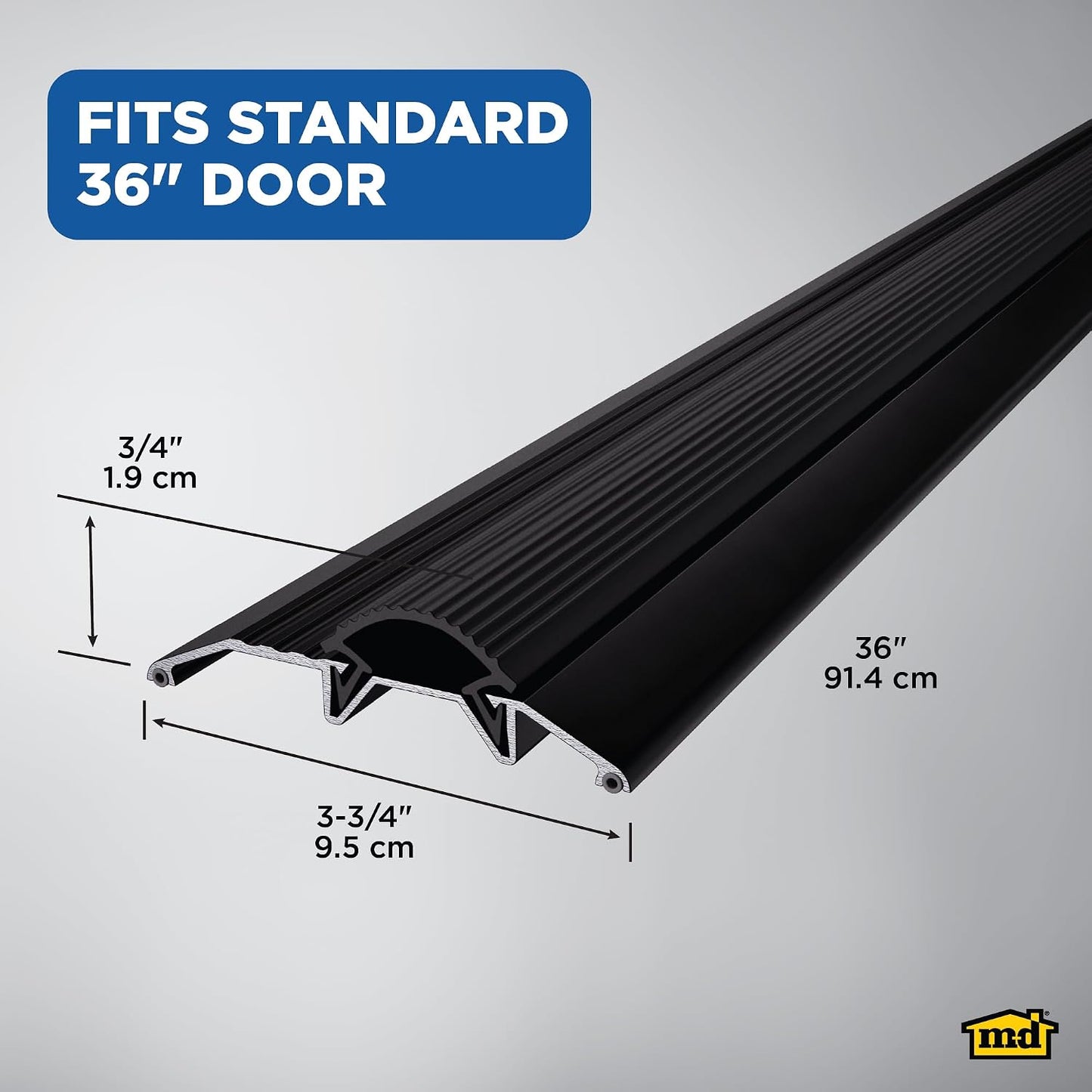 M-D Building Products 08102 3-3/4 in. x 3/4 in. x 36 in. Silver Aluminum and Vinyl Heavy-Duty Low-Profile Threshold