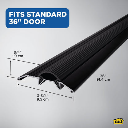 M-D Building Products 08102 3-3/4 in. x 3/4 in. x 36 in. Silver Aluminum and Vinyl Heavy-Duty Low-Profile Threshold