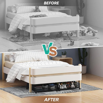 Under Bed Storage, Under the Bed Storage Containers with Wheels, Under Bed Shoe Storage Organizer Drawer for Bedroom Clothes Shoes Blankets -2Pack