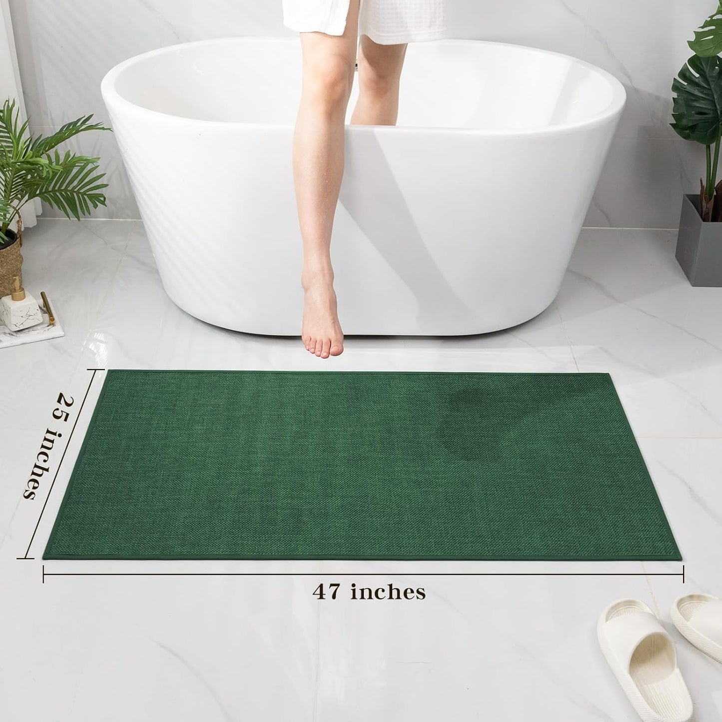 chakme Bathroom Rugs Mat 24x17, Ultra Thin Non Slip Bath Mat Small Quick Dry Absorbent Bath Mat for Bathroom Floor, (Dark Beige, 24"x17")