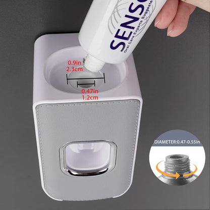 2 Slot Toothbrush Holder and Toothpaste Dispenser Wall Mounted, Automatic Toothpaste Squeezer, 2 in 1 Tooth Brush Toothpaste Organizer for Shower (Grey)