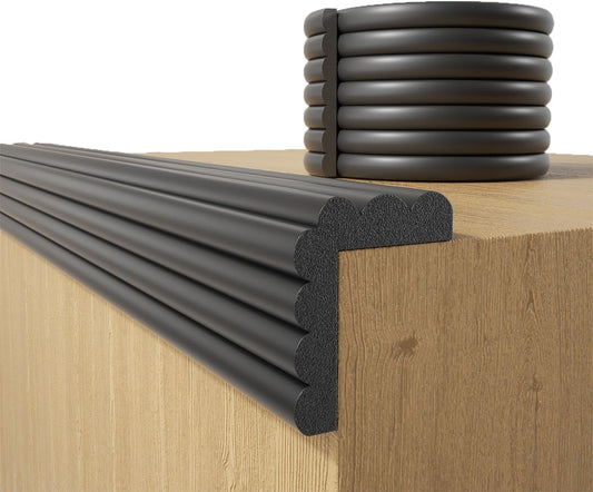 Baby Proofing Wall Corner Protector,Edge Guard Corner Protector,6.56ft Thinken Soft Corner Protectors Pre-Taped Soft Rubber Foam Edge Cushion for Furniture (Brown-L, 6.56Ft x 5.9" W x 0.47" Th)