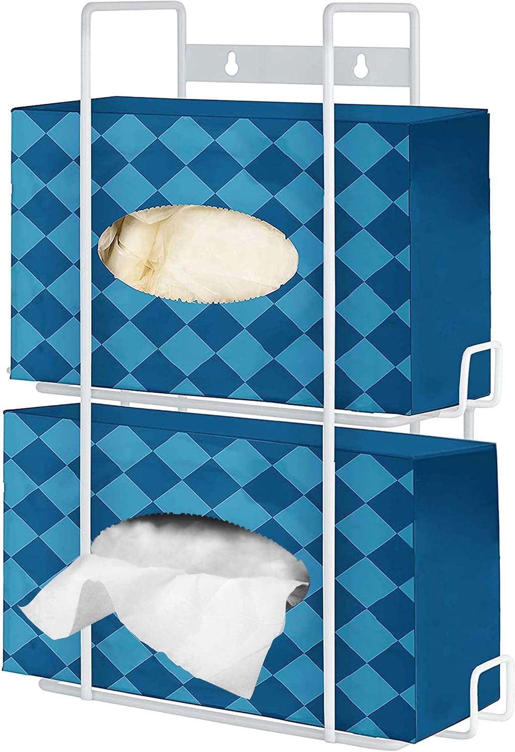Stock Your Home (White) Metal Single Gloves Dispenser, Tissue Box Shelf, Glove Box Holder Wall Mount, for Kitchen, Cleaning Closet, Lab, Exam, Office