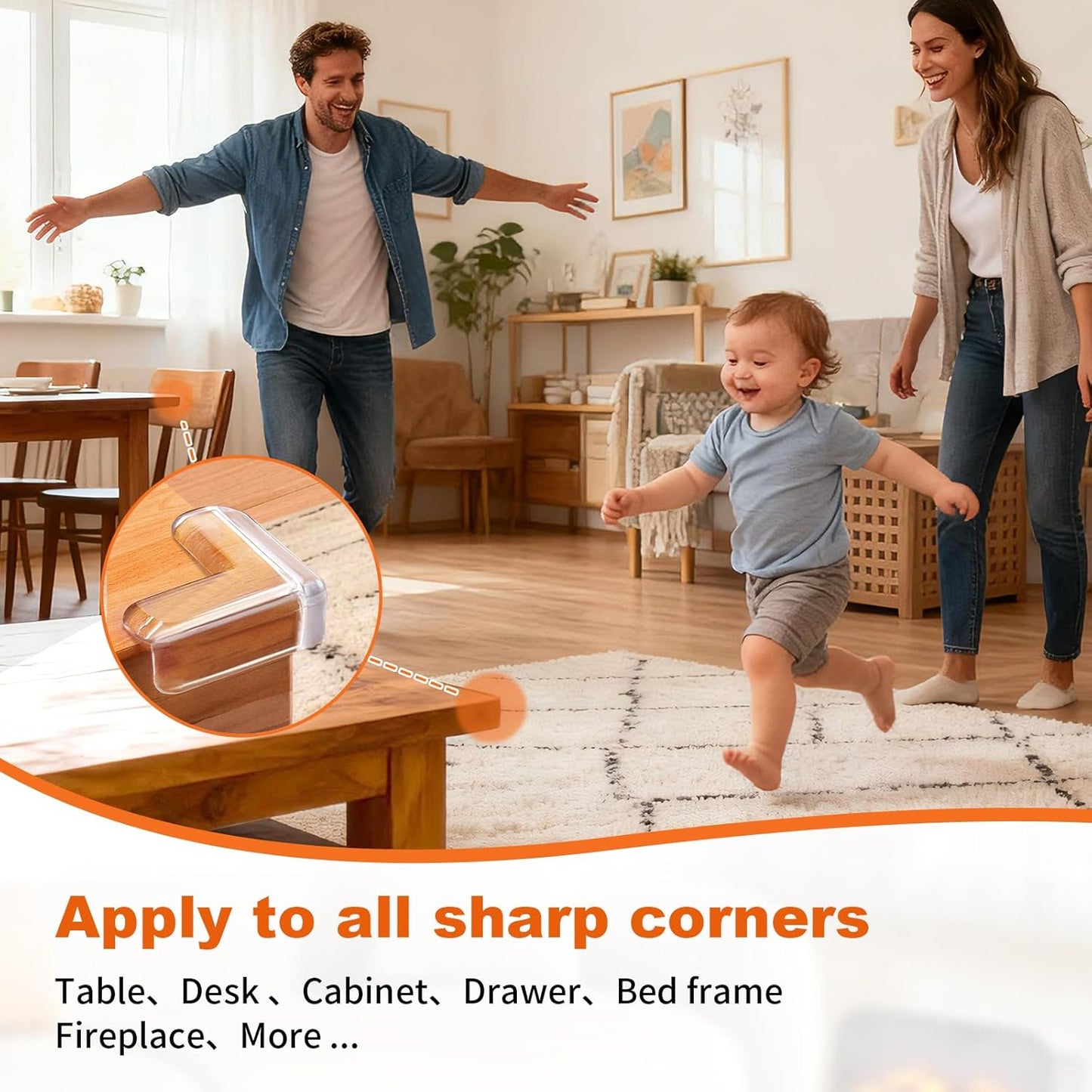 Edge Protector Baby Proofing Corner Protectors Silicone Desk Edge Cushion Child Safety Edge Covers Bumper for Table, Cabinets, Crib, 13ft x 1.2 Inch Edge Protector Strip with 4 Pack Corner Guards