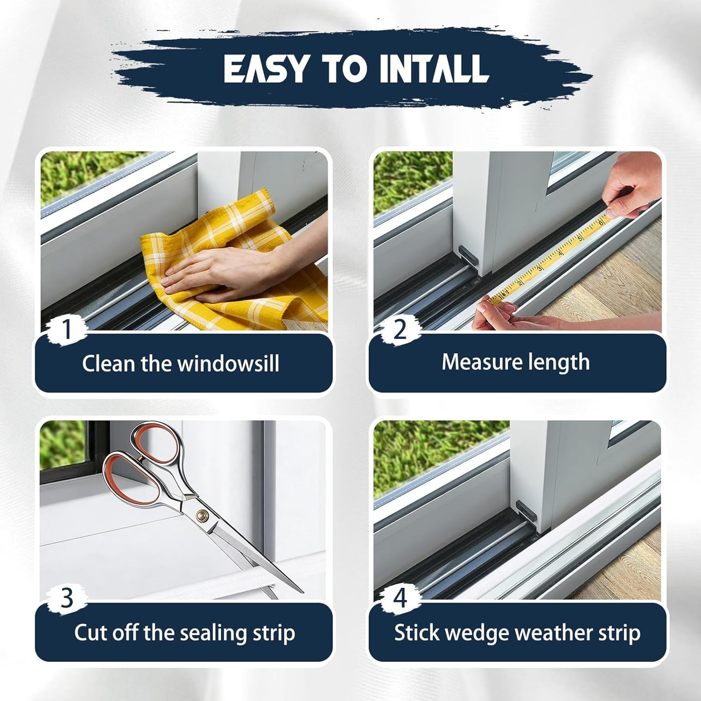 118” Wedge-Shape Window Weather Stripping Door Seal Strip, Self-Adhesive Soundproofing Frame Winter Insulation Foam Tape for Door Frame, Noise Drafts Blocker, Gap Filler, Draft Stopper, White