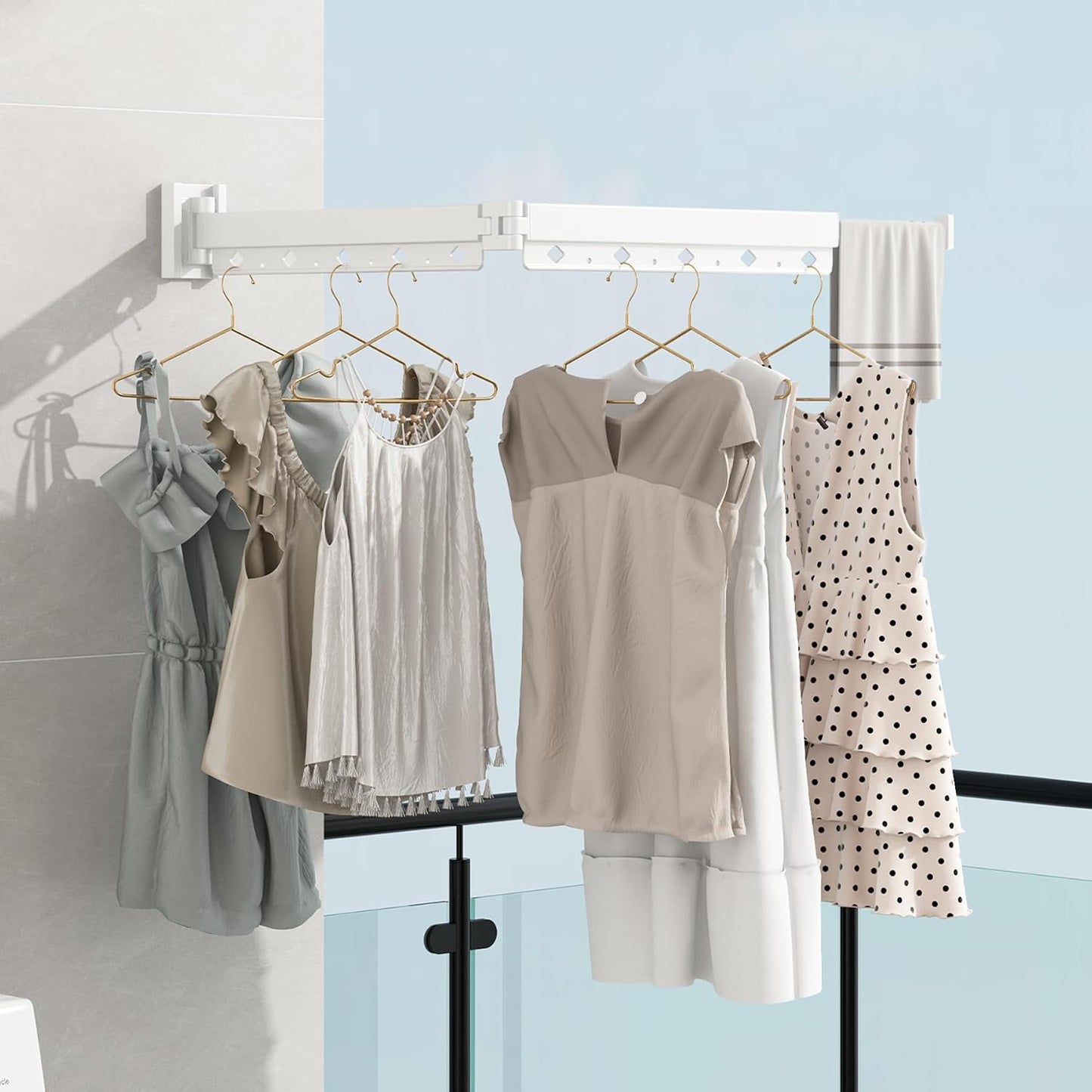 Wall Mounted Clothes Hanger Drying Folding Racks | Full 180° horizontal & vertical pivot