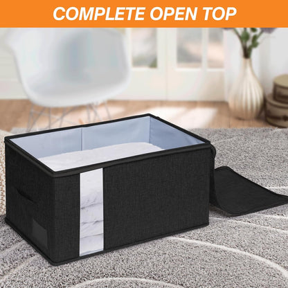 punemi Comforter Storage Bag, Large Blanket Storage Bags with Sturdy Structure, Zipper & 2 Handles for King/Queen Comforters, Quilts, Duvets, Pillows, Bedding and Clothes, 21.7x14.2x11.8in, 2 Pack