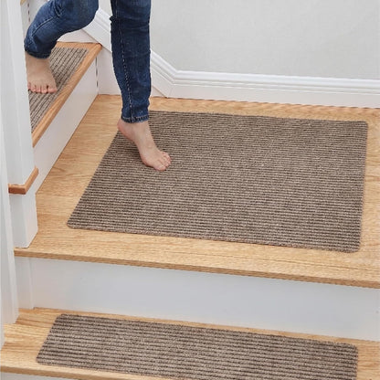 MBIGM 8" X 30" (15 in Pack) Nonslip Carpet Stair Treads Non-Skid Safety Rug Slip Resistant Indoor Runner for Kids Elders & Pets with Reusable Adhesive - Brown - Non Slip Stair Treads Indoor