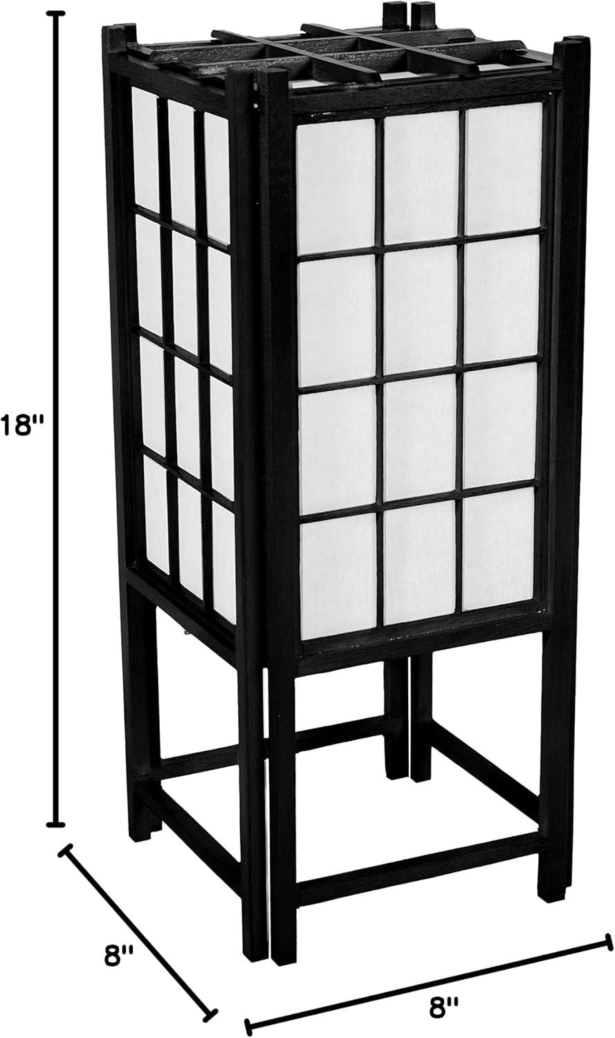 Red Lantern 72" Window Pane Shoji Lamp, Black