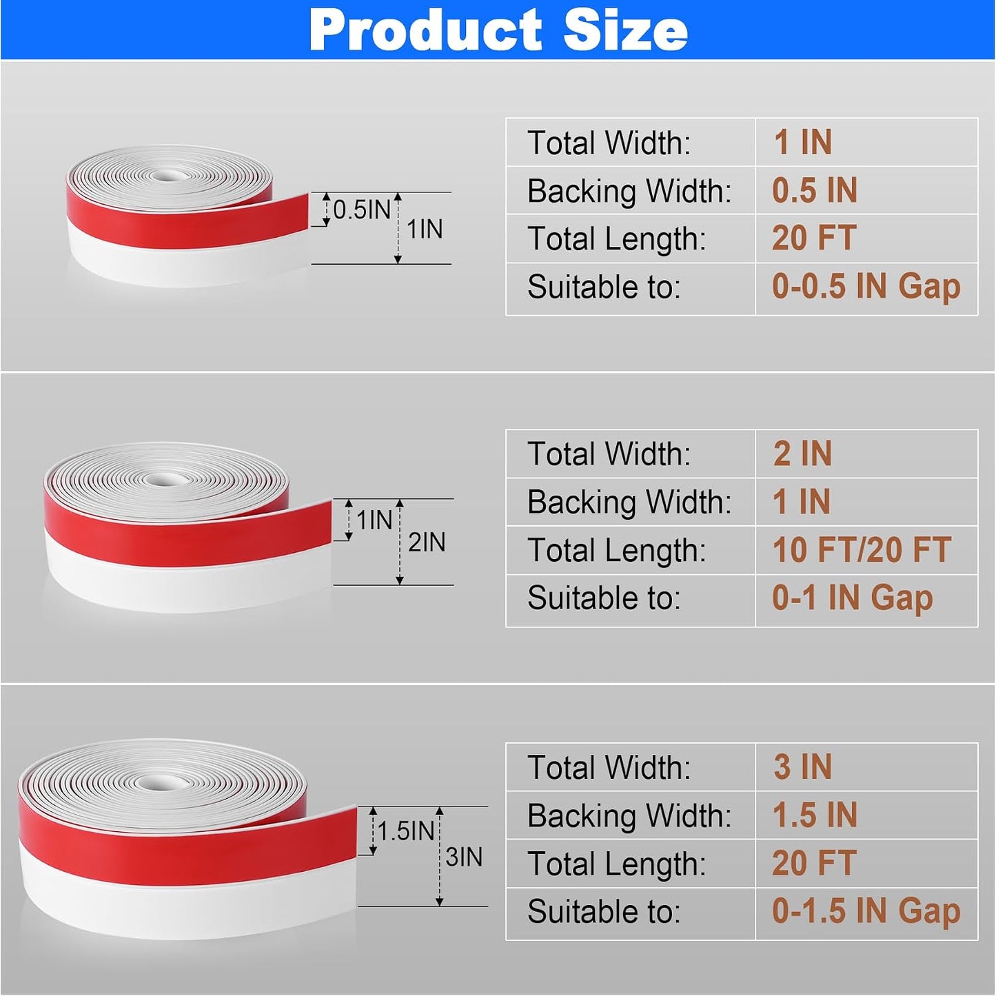 ToLanbbt Weather Stripping Silicone Door Seal Strip 2 in x 20 ft Door Draft Stopper Self Adhesive Door Draft Tape, Side & Bottom Gaps Insulation Strip for Glass Shower Door Sliding Door Window, Black