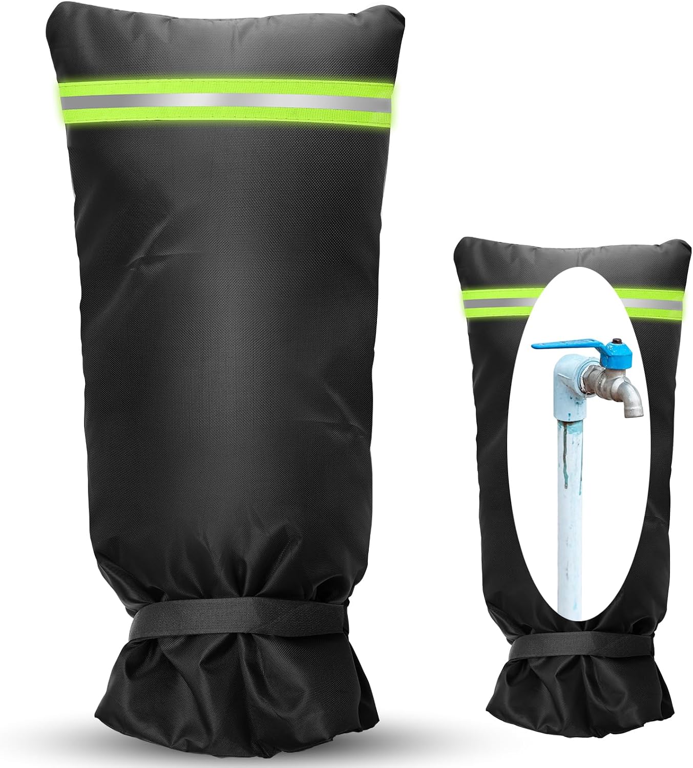 Outdoor Faucet Cover Socks with Reflective Strips, 25" x 13" Insulated Garden Faucet Socks for Winter Freeze Protection, Thicker Outdoor Spigot Cover Tap Hose Bib Socks
