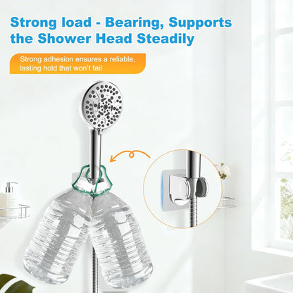 Hibbent Shower Head Holder, Strong Adhesive, Waterproof, Height Adjustable, Wall Mount, No Drilling, Matte Black