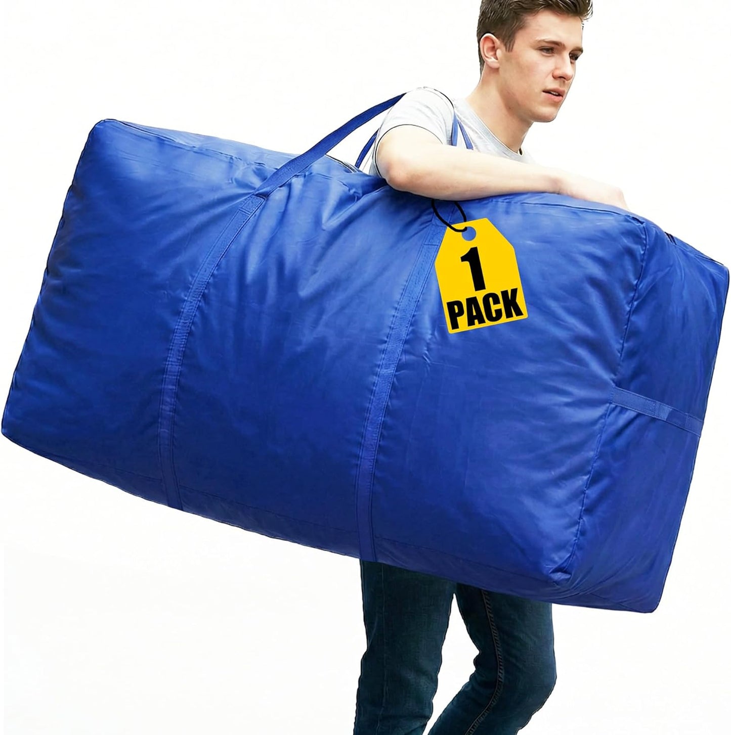 66 Gallon Extra Large Storage Bags, XXL Moving Bags with Zippers & Side Handles, Jumbo Big Storage Totes for Moving & Space-Saving Organization (Black, 66 Gallon, 1 Pack)