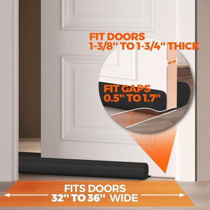 Holikme Door Draft Stopper Door Sweep Weather Stripping Noise Blocker Window Breeze Blocker Adjustable Draft Door Closers, Grey