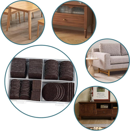 Furnigear 1.5x1.5 Inch Square Felt Furniture Pads, 18Pcs Self-Adhesive Floor Protectors for Chair Legs, Hardwood Floors - Cuttable, Anti-Scratch, Brown