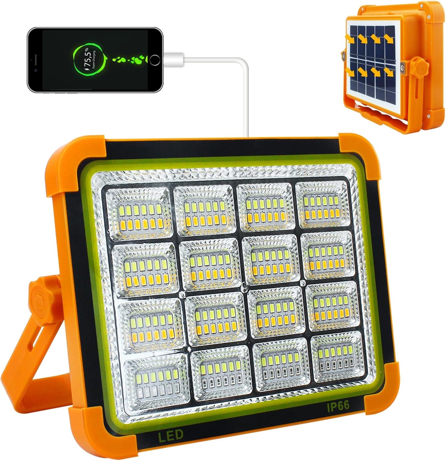 CREATESTAR Solar Portable Camping Light with Stand, 100W 12000mAh Battery Rechargeable Light with 4 Modes, LED Cordless Flood Lights for Work, Emergency Power Failure, Car Repair