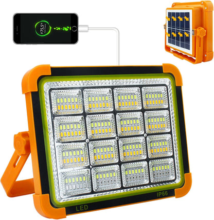 CREATESTAR Solar Portable Camping Light with Stand, 100W 12000mAh Battery Rechargeable Light with 4 Modes, LED Cordless Flood Lights for Work, Emergency Power Failure, Car Repair
