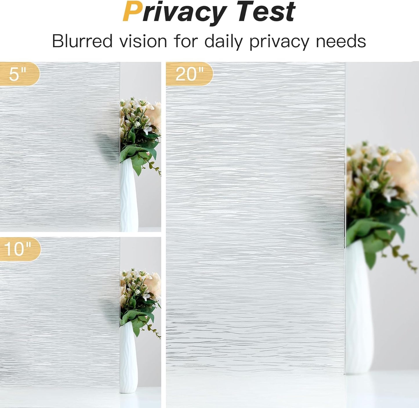Haton Window Privacy Film, Frosted Glass Static Cling Sun Heat Blocking Window Clings, Frosting Opaque Coverings Stickers Tint for Home Office Door, Non Adhesive, White 17.5" x 78.7"