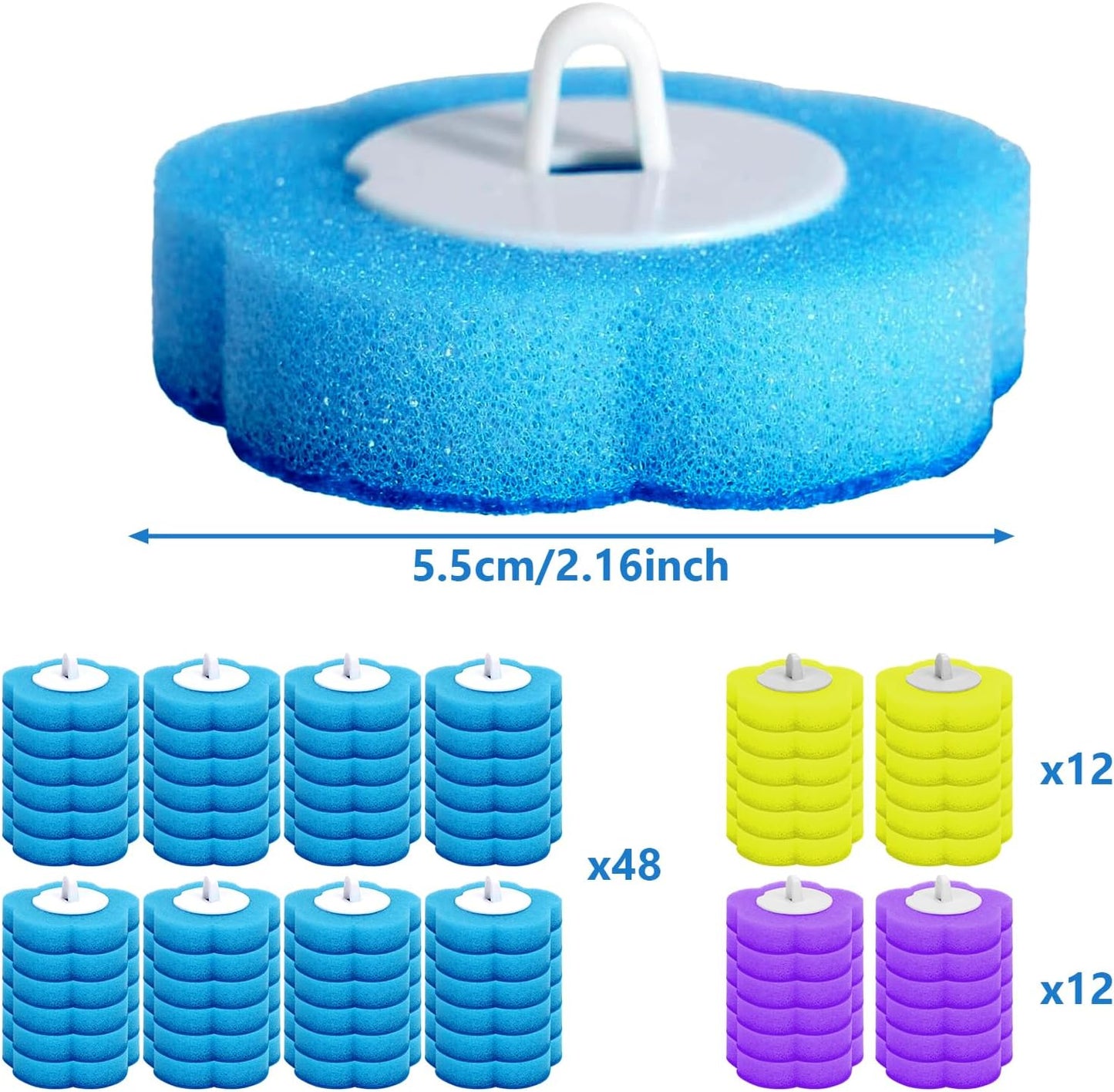 2 Pack Disposable Toilet Brush and Holder Set, Disposable Toilet Cleaning System Extended Handle with 48 Toilet Wand Refills, Toilet Brush for Toilet Bowl Cleaners, Bathroom Cleaning, Bathtub